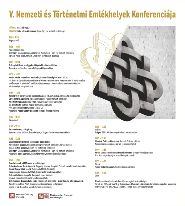 Nemzeti és Történelmi Emlékhelyek szakmai konferenciája az Egri várban